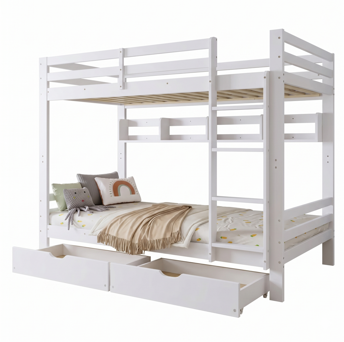 Lit Superposé Enfant Modulable et Séparable en 2 Lits Simples - Avec Tiroirs de Rangement 90x200 cm